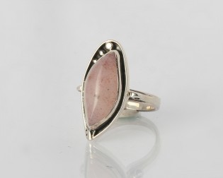 Сребърен пръстен с розов камък мъхов ахат